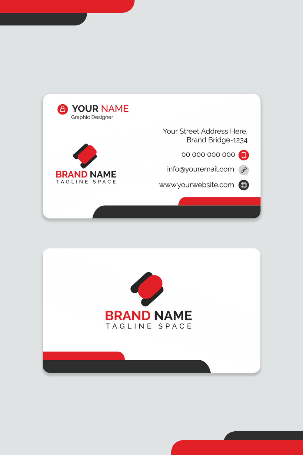 Corporate Red and White Modern Business Card Design Pinterest.