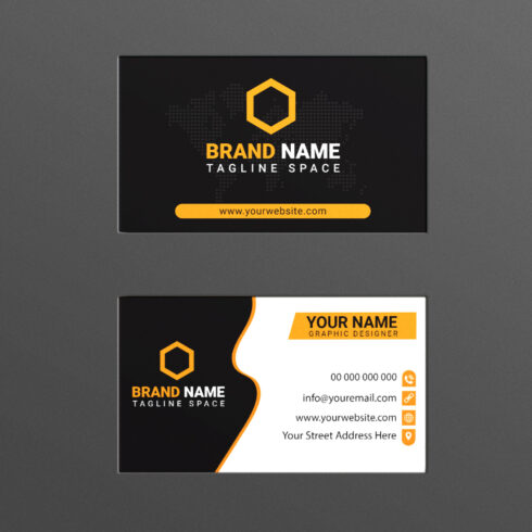Corporate Yellow and Dark Modern Business Card Design cover image.