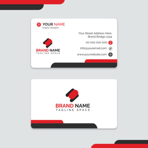 Corporate Red and White Modern Business Card Design preview.