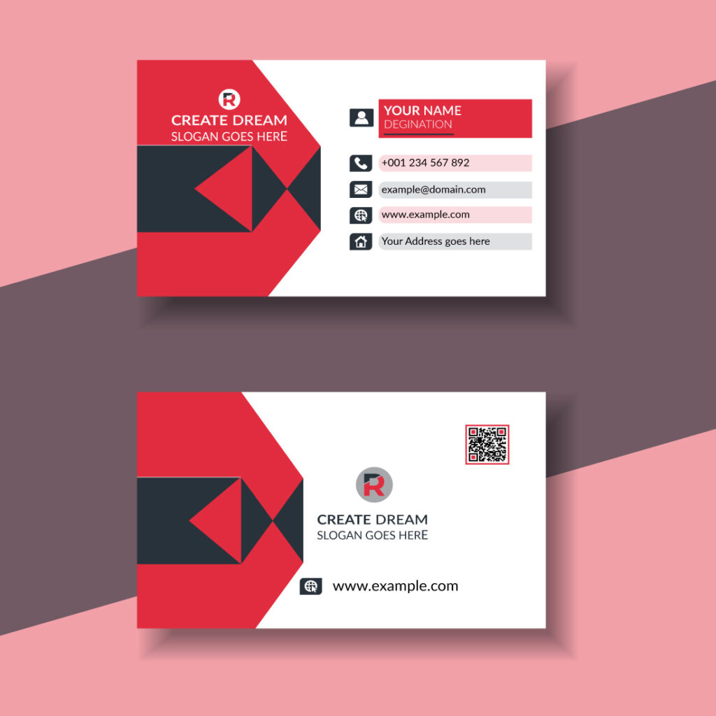 Black Red Clean Creative Business Card Template Design - MasterBundles