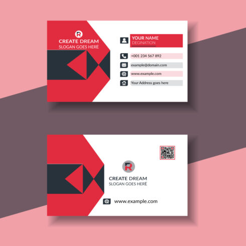 Black Red Clean Creative Business Card Template Design cover image.