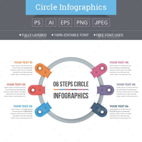 Business Circle Infographics With 06 Steps Main Cover.