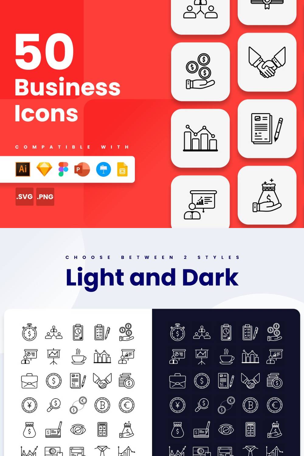 Business Icons Pinterest Cover.