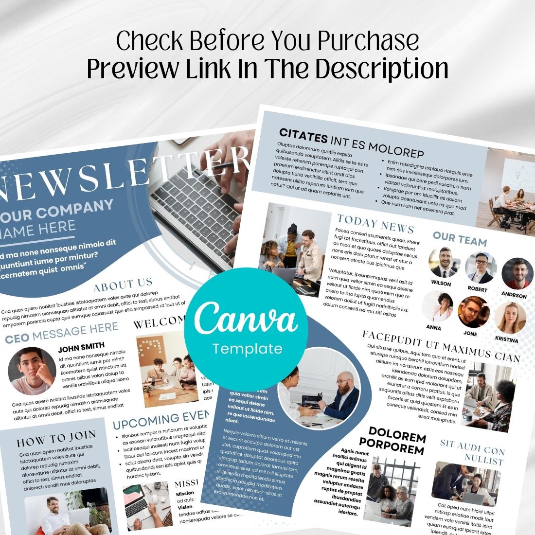 Download Canva Newsletter Template, Digital and Printable cover image.