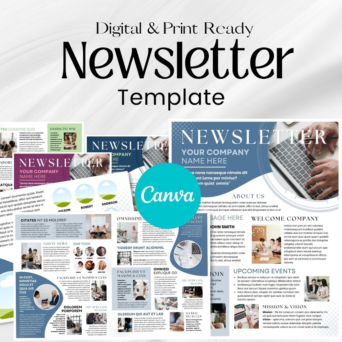 Download Canva Newsletter Template, Digital and Printable main cover.