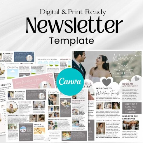 Canva Email Newsletter Template for Weddings and Engagements cover image.