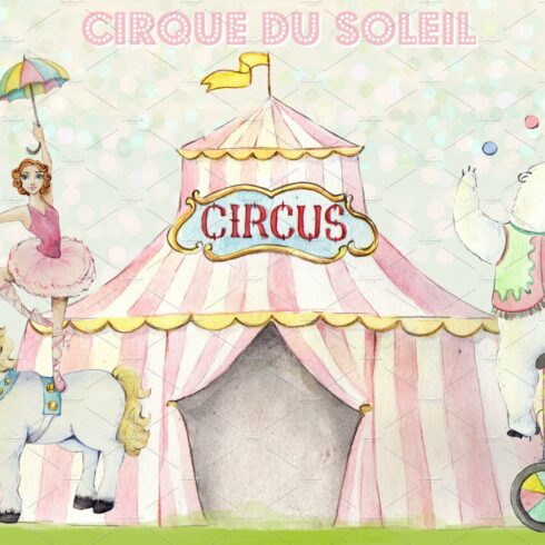Watercolor Circus Clipart Images main cover.