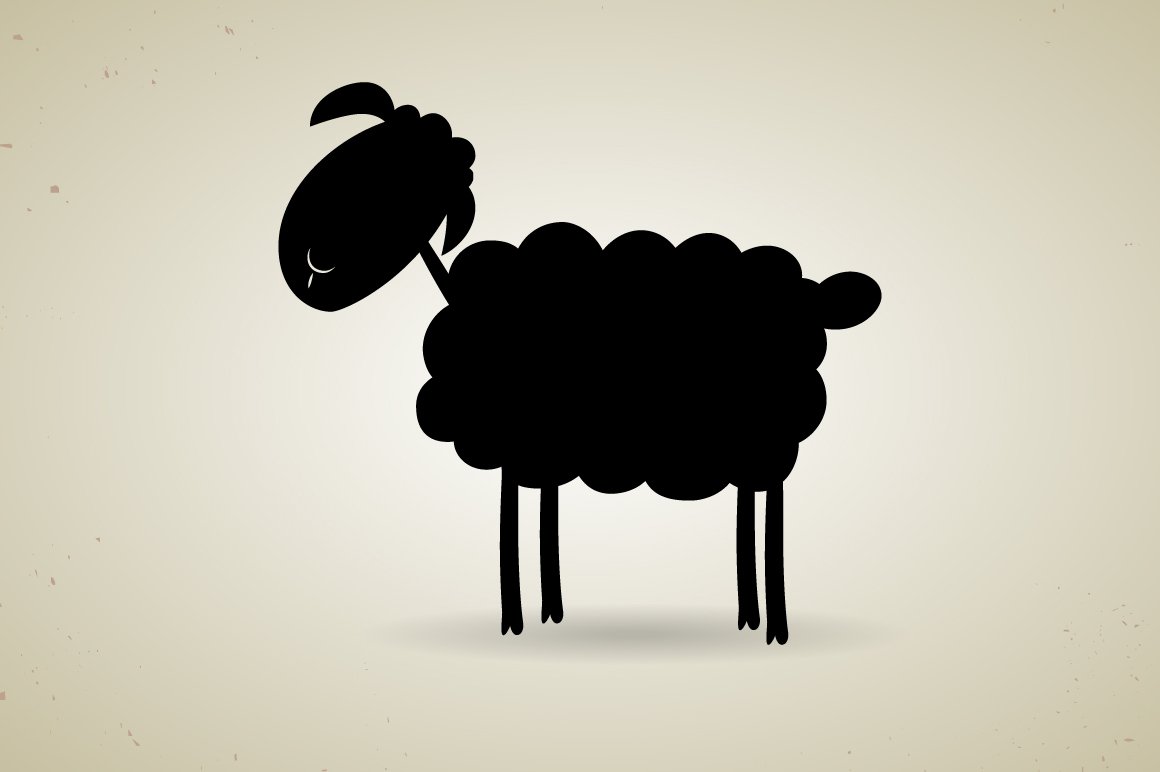 cartoon black silhouette of sheep 855