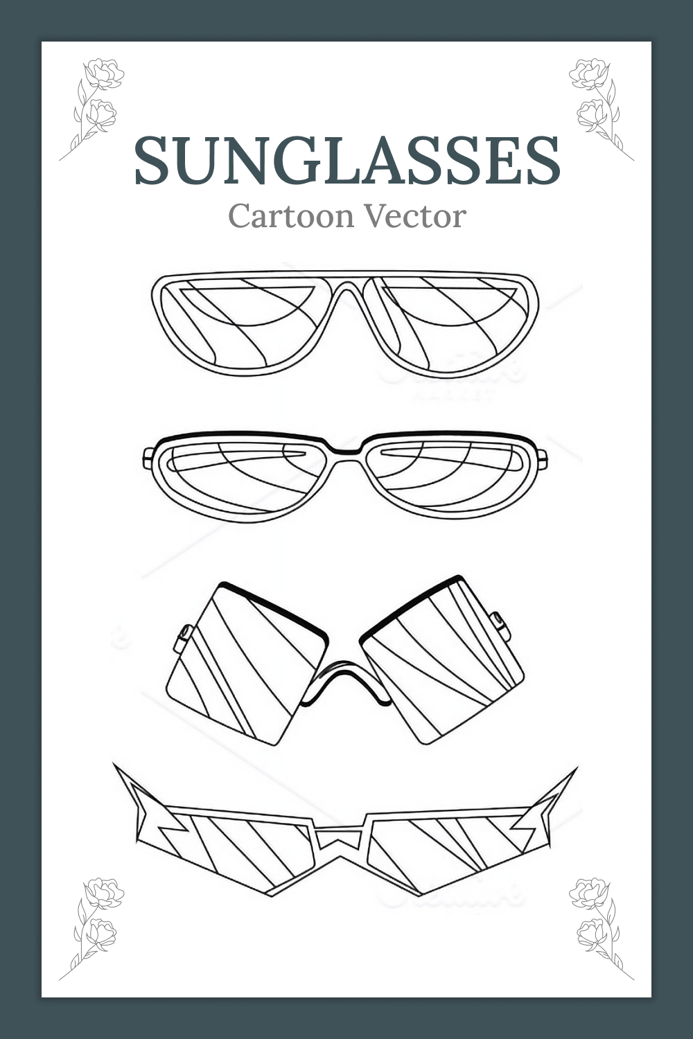 Cartoon Vector Eyeglasses Or Pinterest Cover.