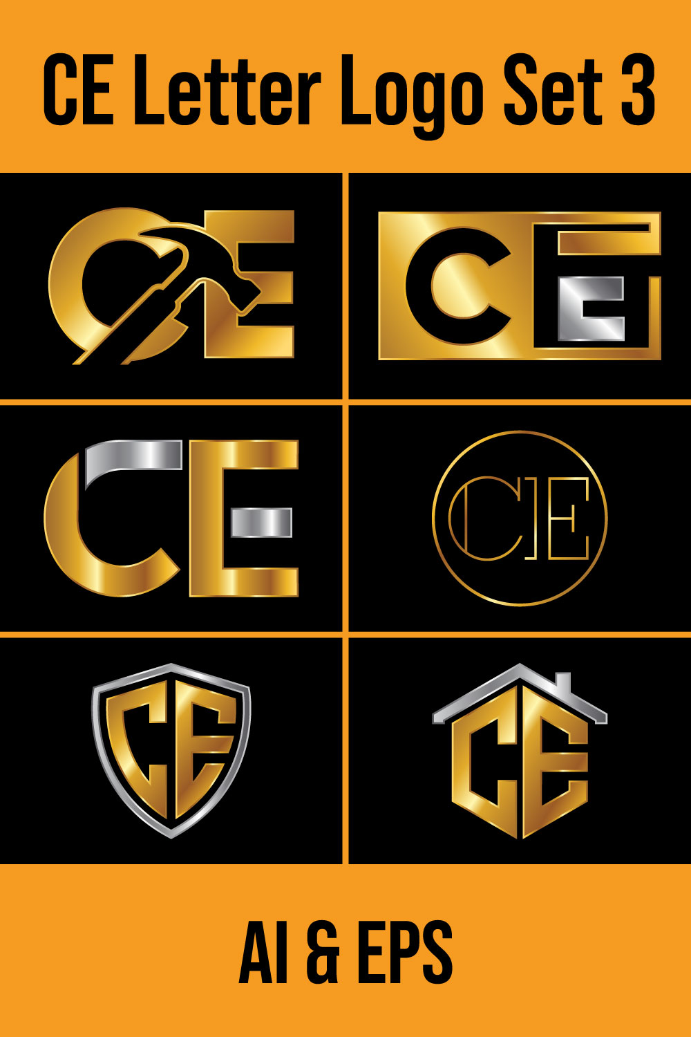 C-E Initial Letter Logo Design pinterest image.