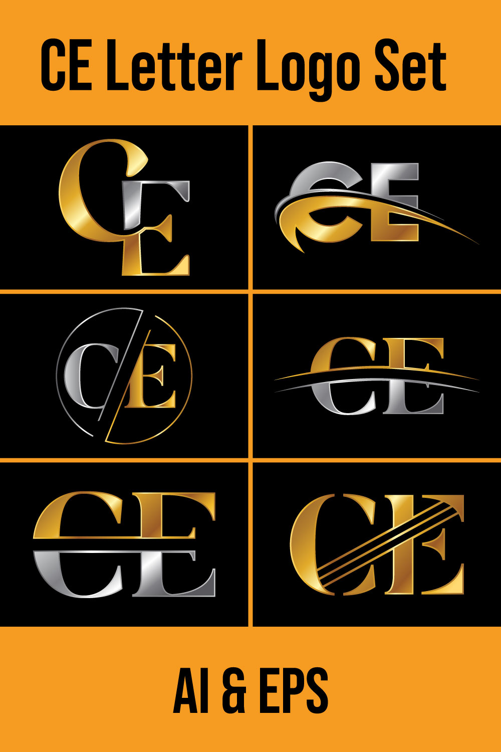 C-E Initial Letter Logo Design pinterest image.