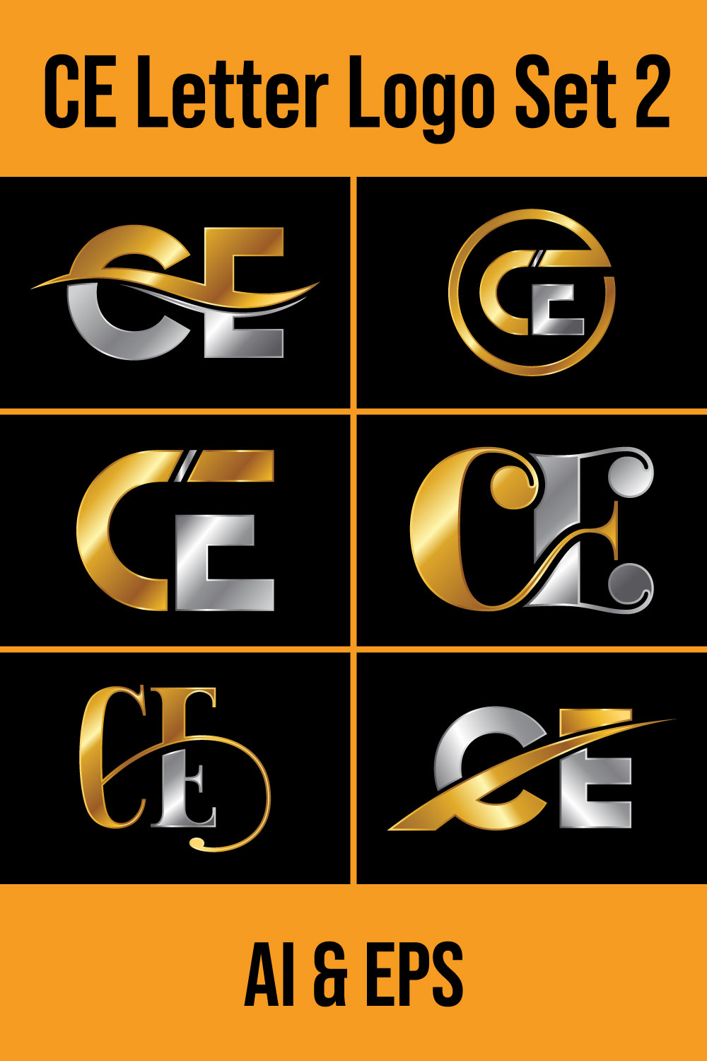 C-E Initial Letter Logo Design pinterest image.