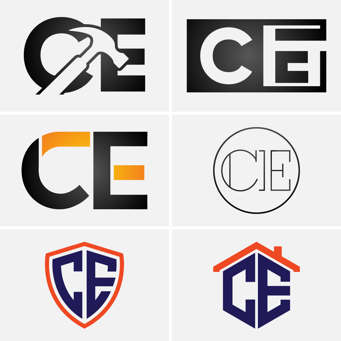 C-E Initial Letter Logo Design image preview.