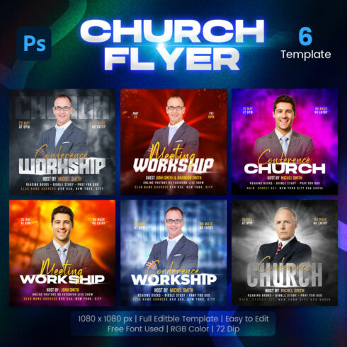Church Conference Flyer Pray For The World Social Media Post Set main cover