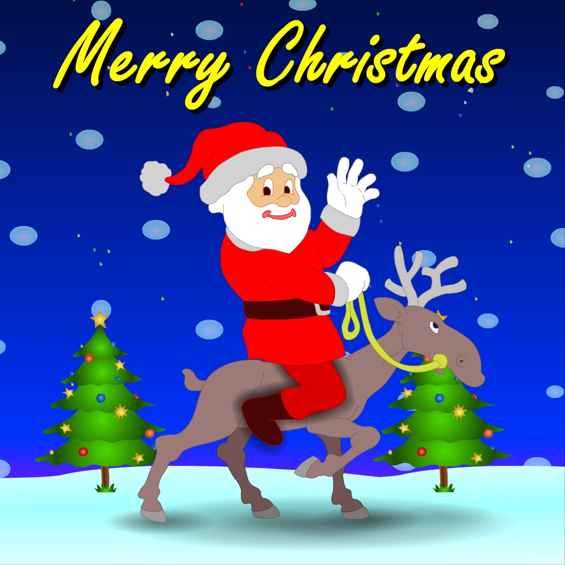 Merry Christmas Santa on the Deer Illustrations preview image.