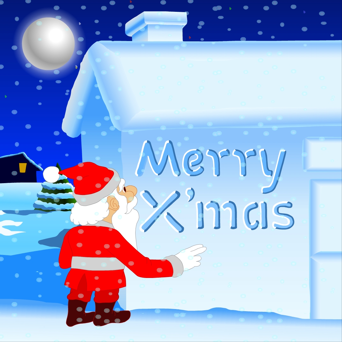 Merry Christmas Santa Writing on the Wall Illustrations preview image.