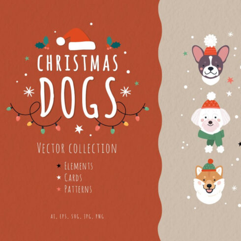 Christmas Dogs Vector Collection.