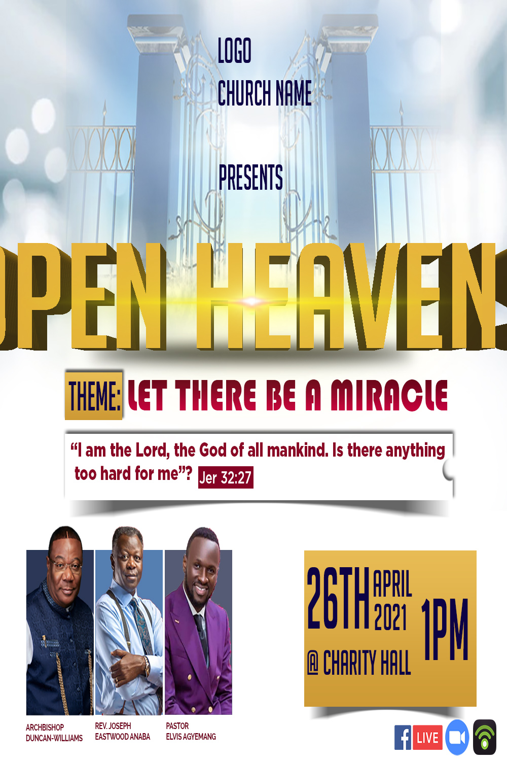 Open Heavens Church Flyer Design pinterest image.