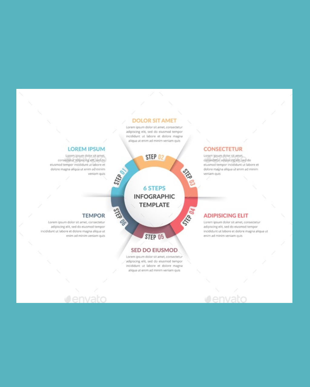 Circle diagram with six elements pinterest image.