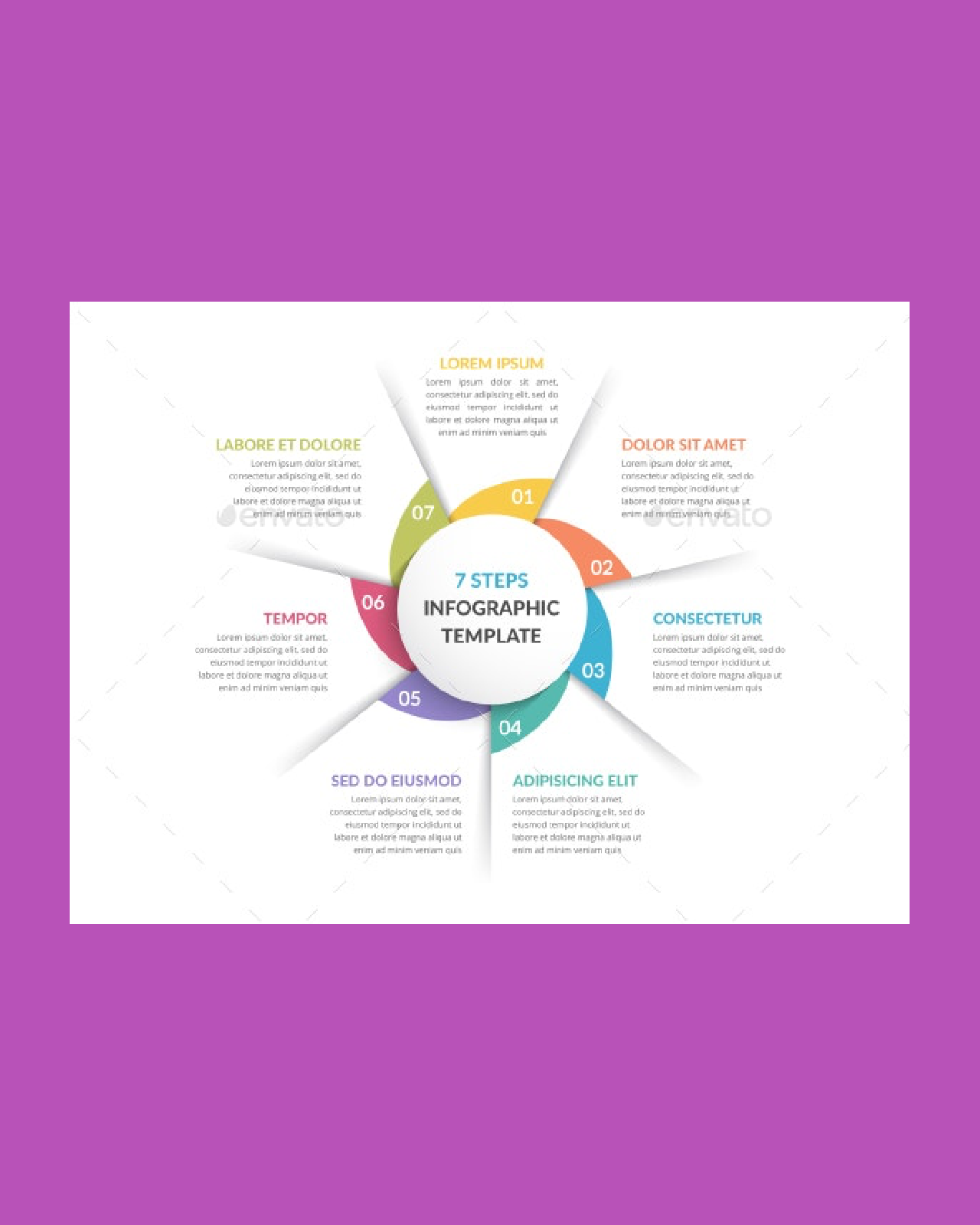 Circle infographics with seven elements pinterest image.