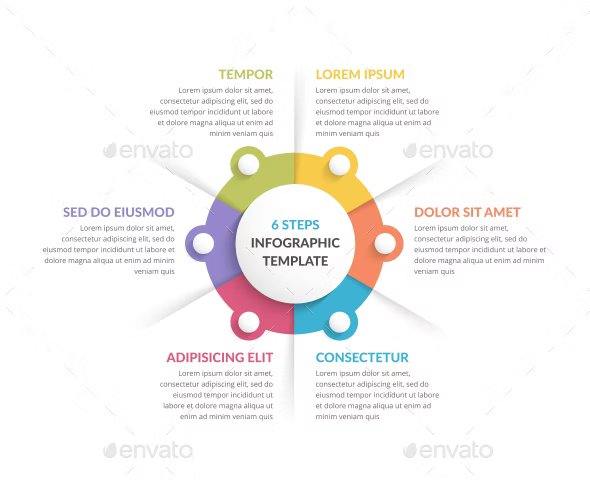 circle infographics with six elements 685