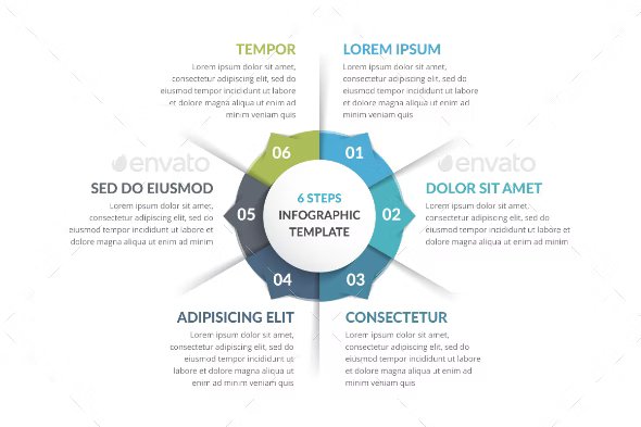 circle infographics with six elements 758