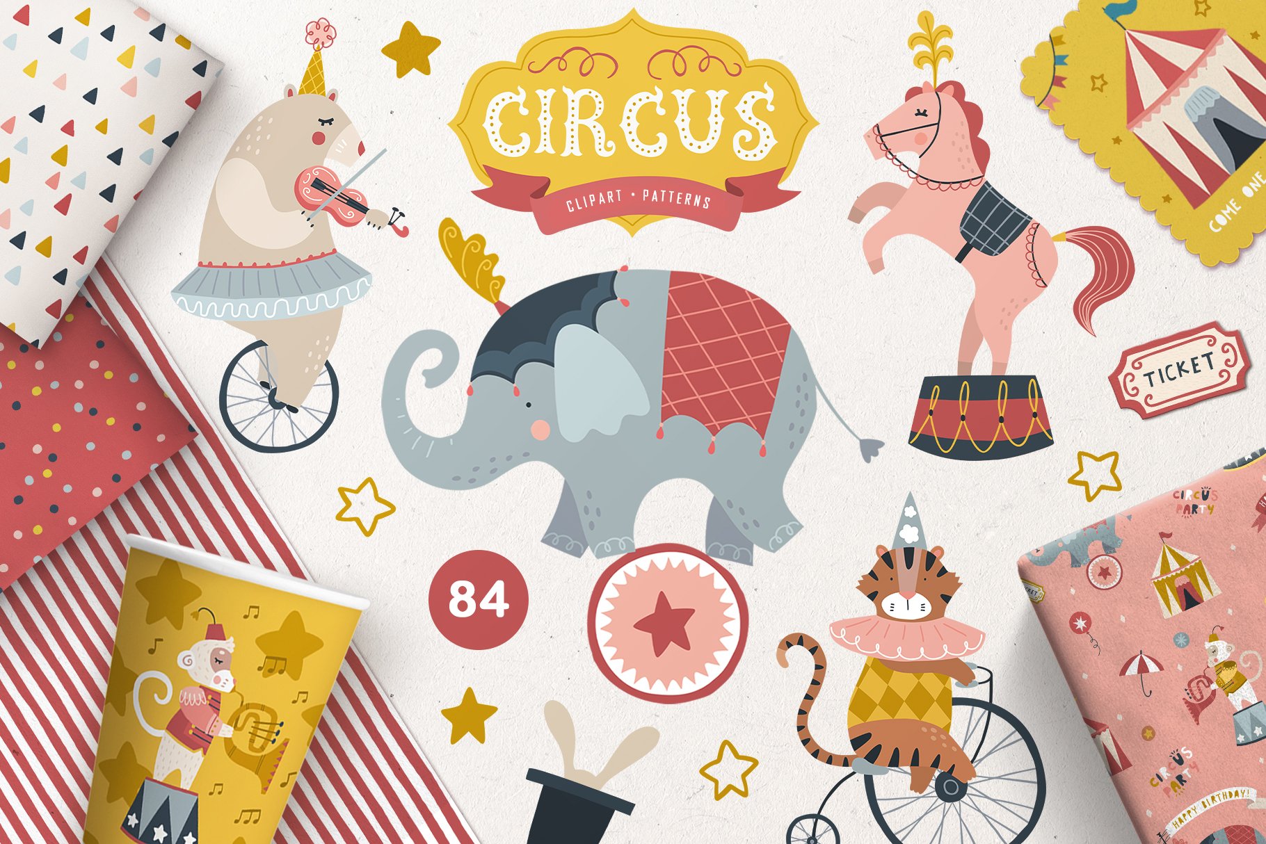 vintage circus animals clipart