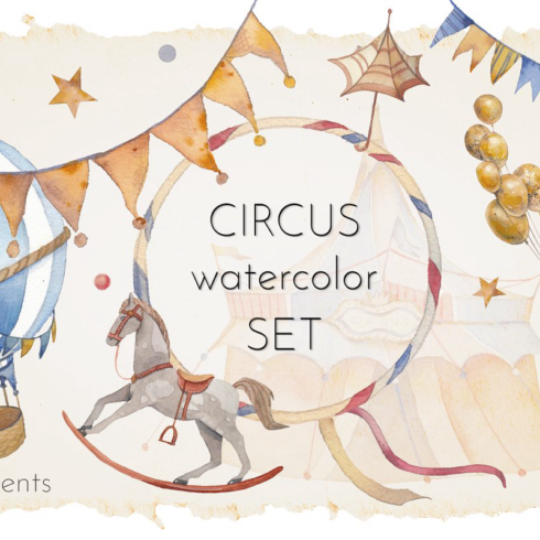 Circus watercolor set main image preview.