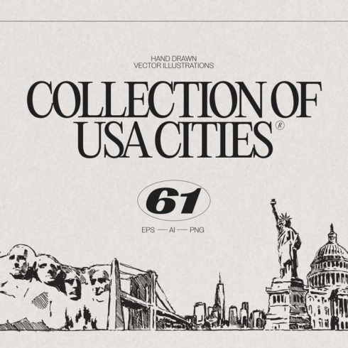 A large collection of hand drawn cities skylines of United States of America. I have been drawing cities skylines for several years and now they are in one set. Each horizon consists of the most significant landmarks of the city, which are compiled in a beautiful composition. The font name from the preview is written in the accompanying document. What's inside: 61 cities skylines AI, EPS (you can easily change color or scale it to any size you need in Adobe Illustrator or any vector program) 122 cities skylines PNG (each city on a transparent background + on transparent without text, about 8171 × 3429 px, 300 dpi) BONUS: paper texture as in the preview (JPG 5000 × 3632px) CITIES SKYLINES: Akron Ohio Albuquerque Anchorage Atlanta Austin Baltimore Boston Buffalo NY Charlotte Chicago Colorado Springs Columbus Dallas Denver Detroit El Paso Fort Worth Fresno Honolulu Houston Indianapolis Jacksonville Kansas City Las Vegas Long Beach Los Angeles Louisville Memphis Mesa Miami Milwaukee Myrtle Beach Nashville New York Newark NJ Oakland Oklahoma City Omaha Orlando Pasadena Philadelphia Phoenix Pittsburgh Portland Raleigh Reno NV Sacramento Saint Paul Salt Lake City San Antonio San Diego San Francisco San Jose Seattle Spokane St Agustine FL St Petersburg FL Tucson Virginia Beach Washington DC UnitedStates Thanks for visiting my shop! main image.