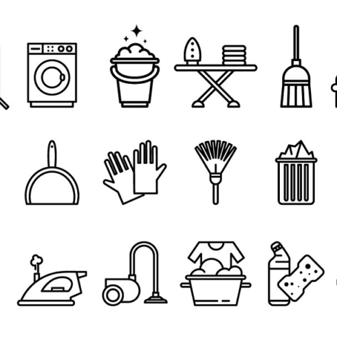 Cleaning tools icons main cover.