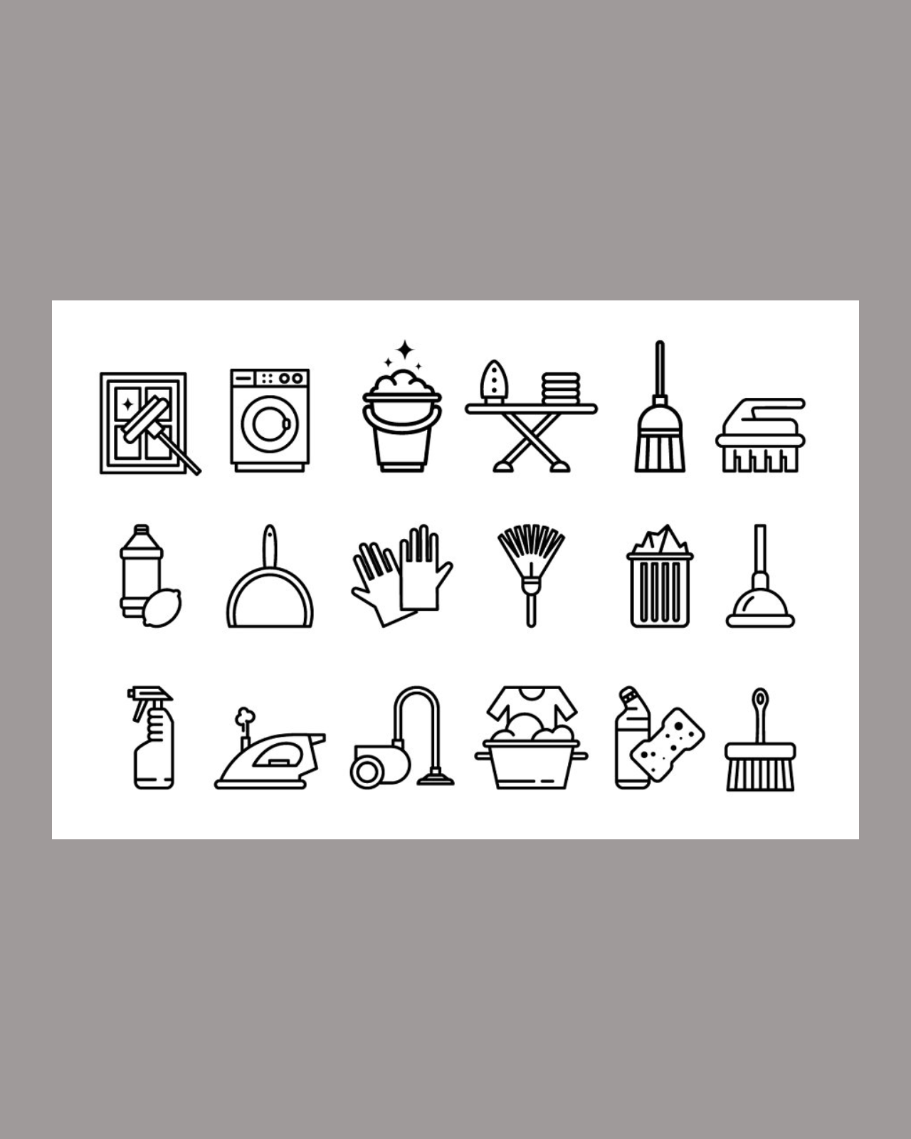 Cleaning tools icons pinterest image.