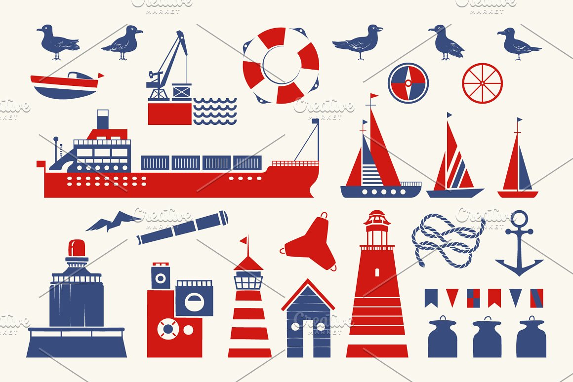 Clipart of different illustrations of nautical.