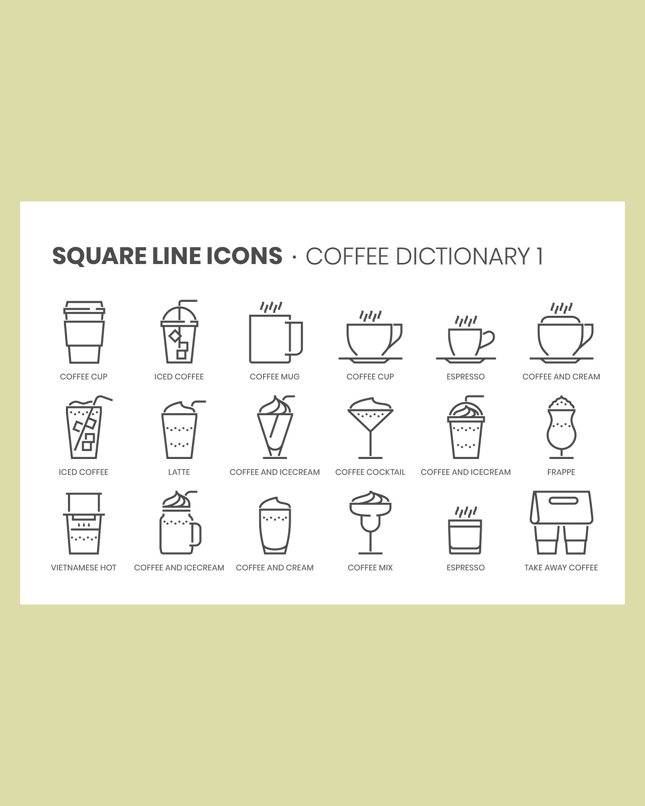 Coffee and tea 01 square line icons pinterest image.