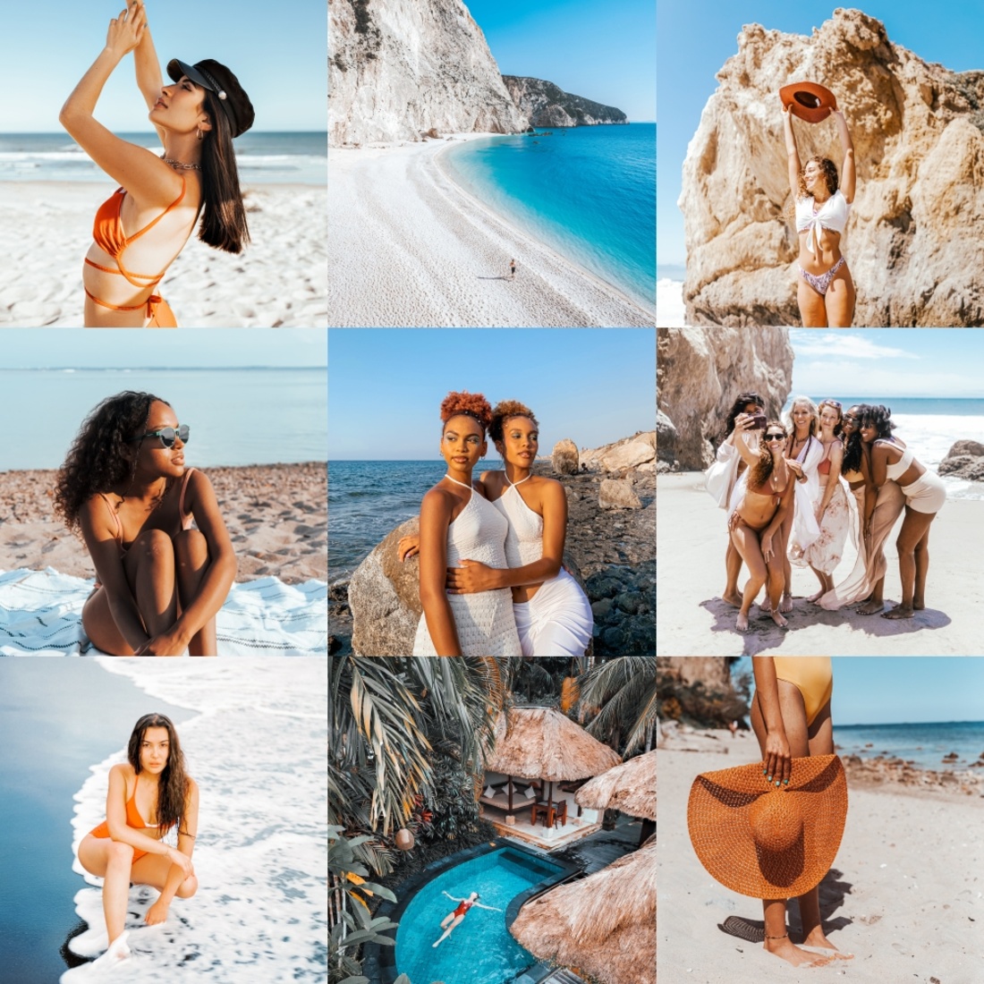 10+ Beach Lightroom Presets collage preview.