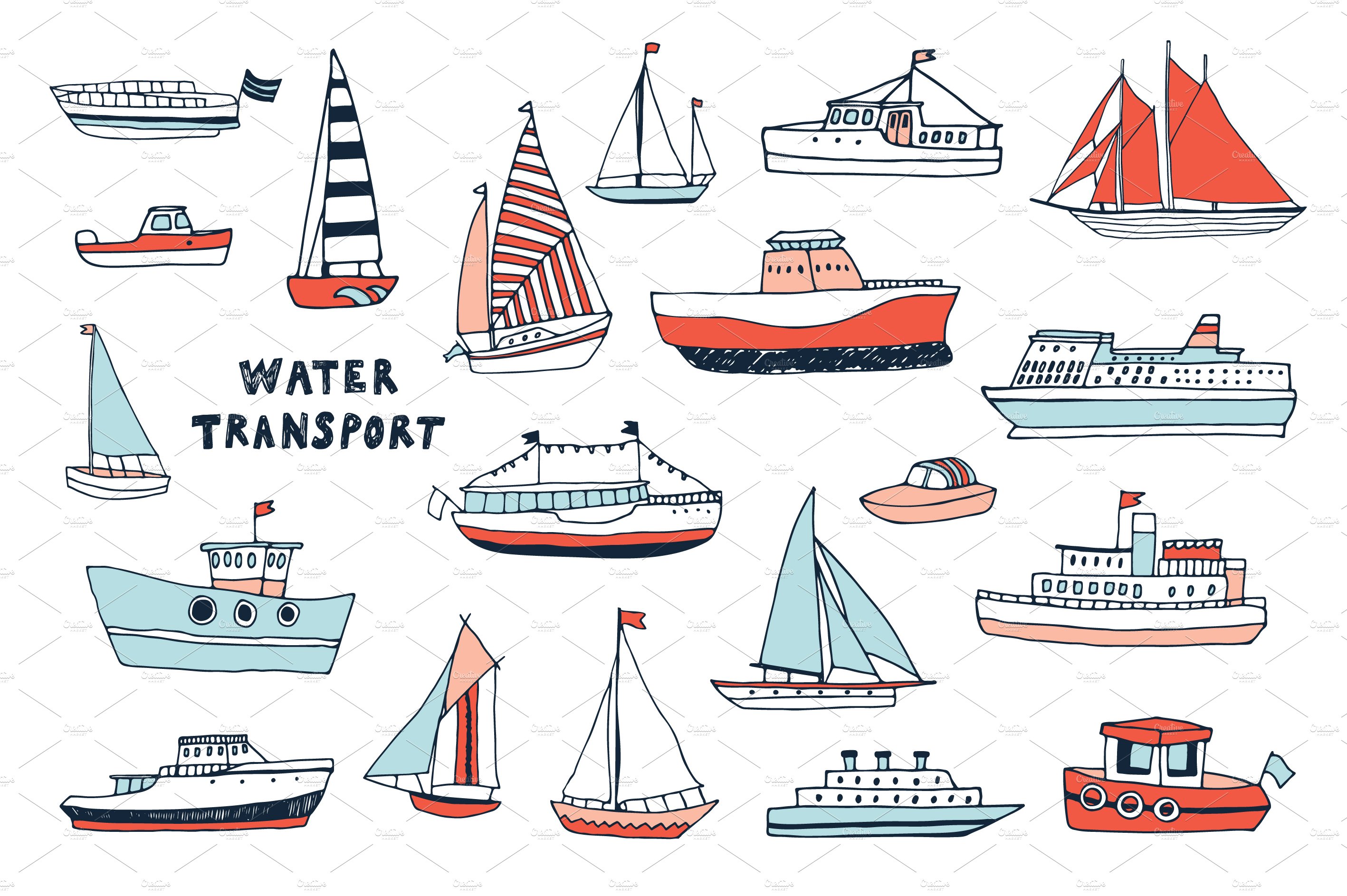 Boats on the light background seamless pattern preview.