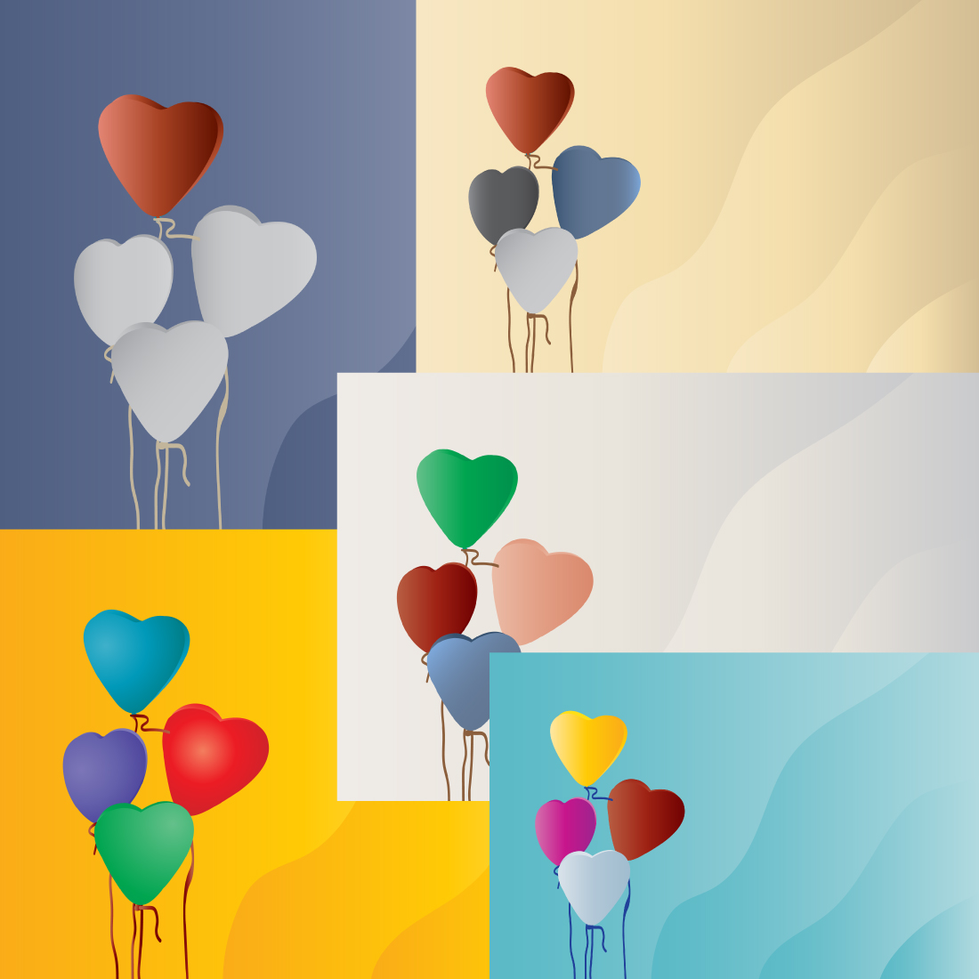 colorful love or heart shaped balloons with nice yellow background image 2 601