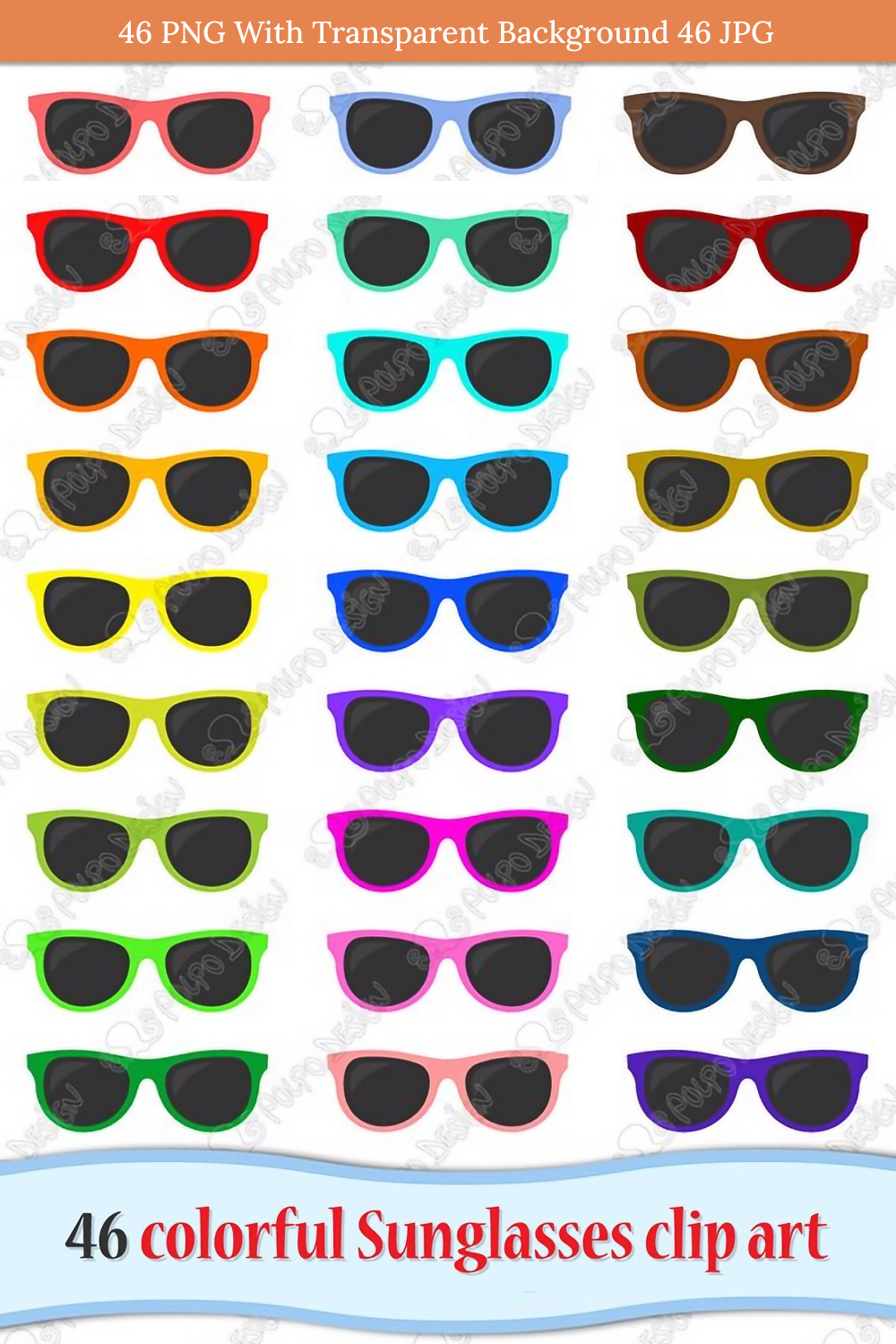 Colorful Sunglasses Clipart Pinterest Cover.