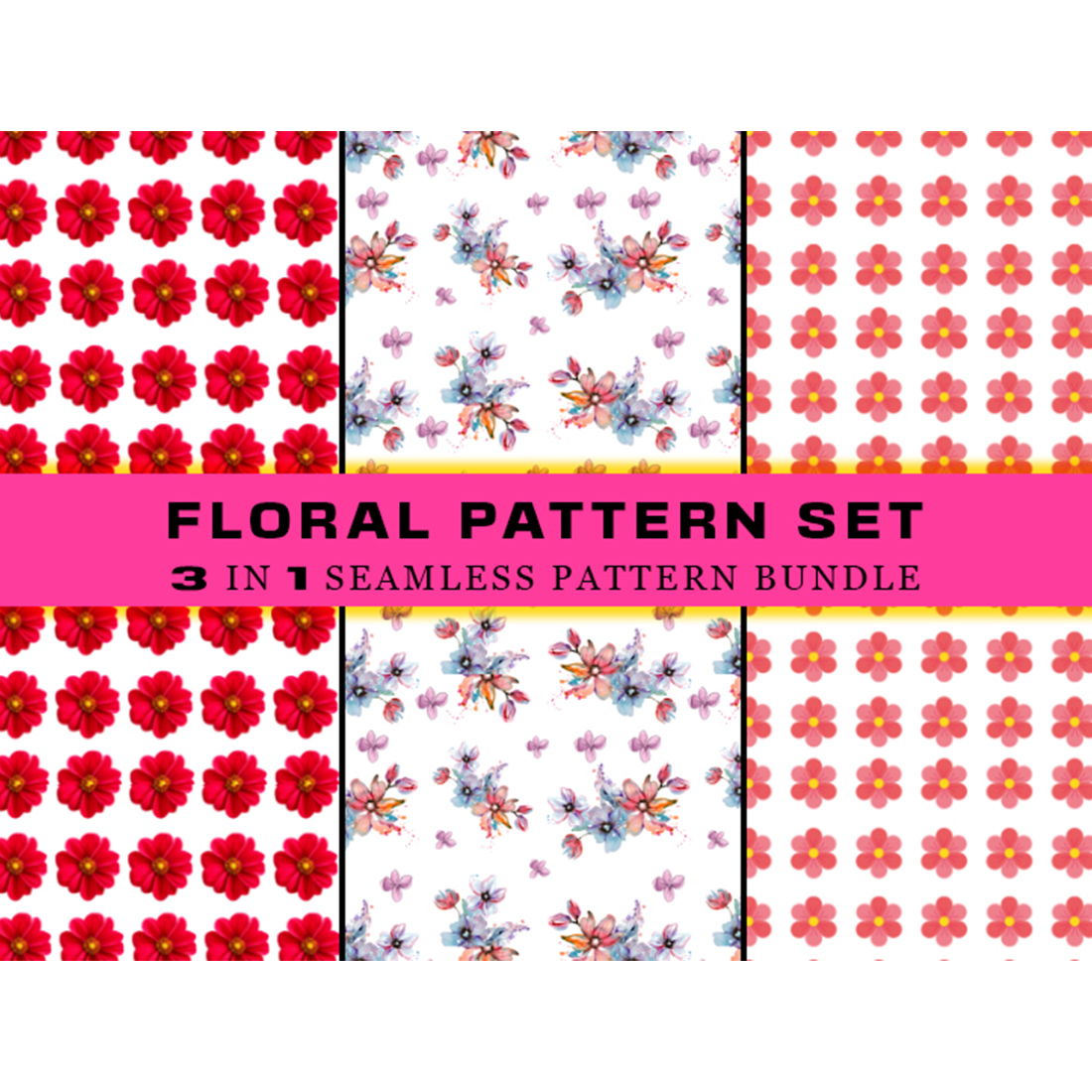 Pack of images of magnificent patterns with flowers