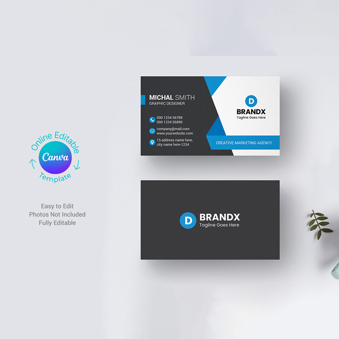 Business Card Design Canva Template cover image.