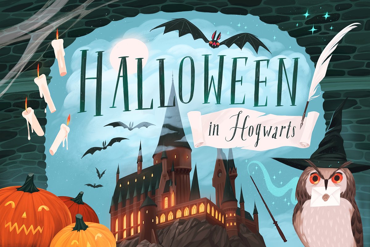 Cover image of Halloween in Hogwarts.