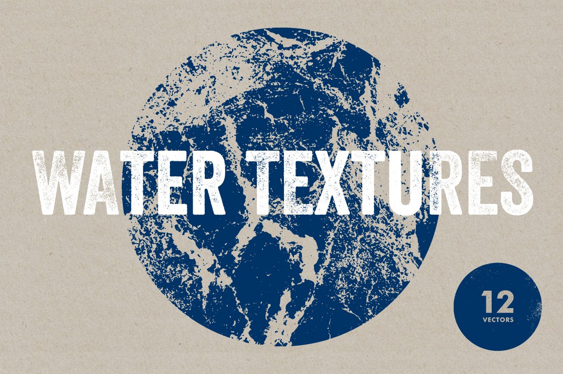 Cover with white lettering "Water Textures" and blue round water texture.