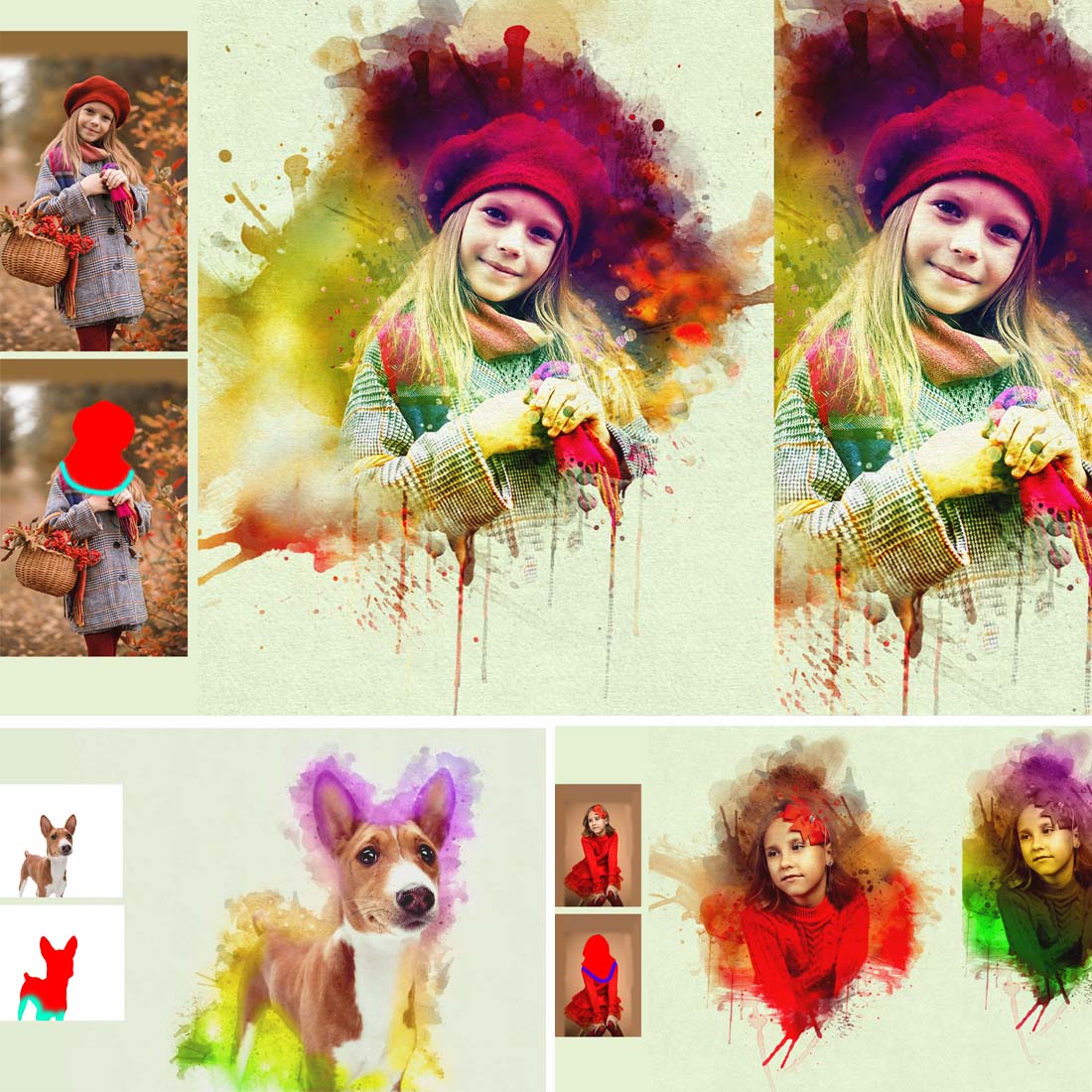Splatter Dripping Portrait Art Photoshop Actions cover image.