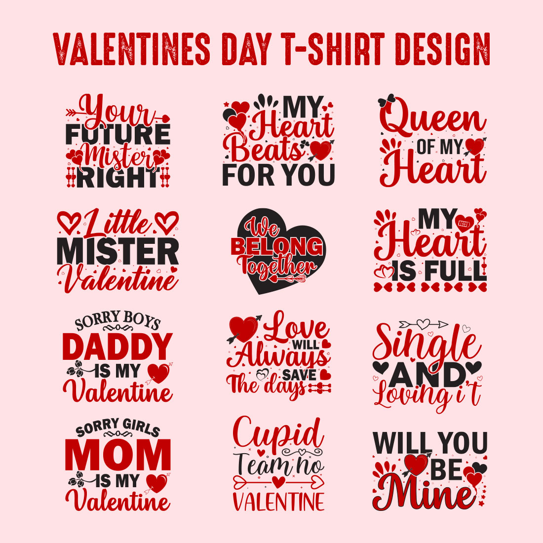 Valentines Day T-Shirt Design Bundle.