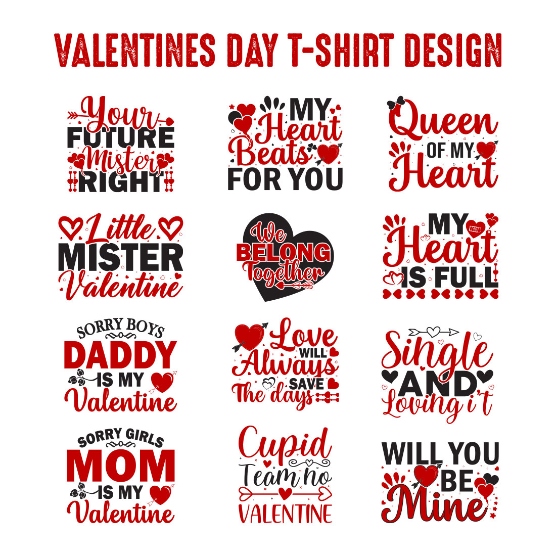 Valentines Day T-Shirt Design Bundle cover image.