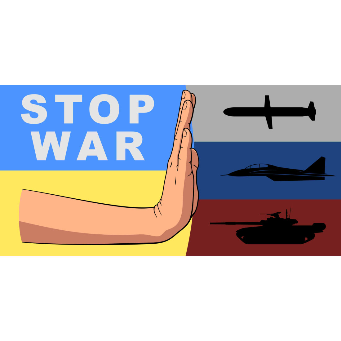 Stop war in Ukraine illustration.