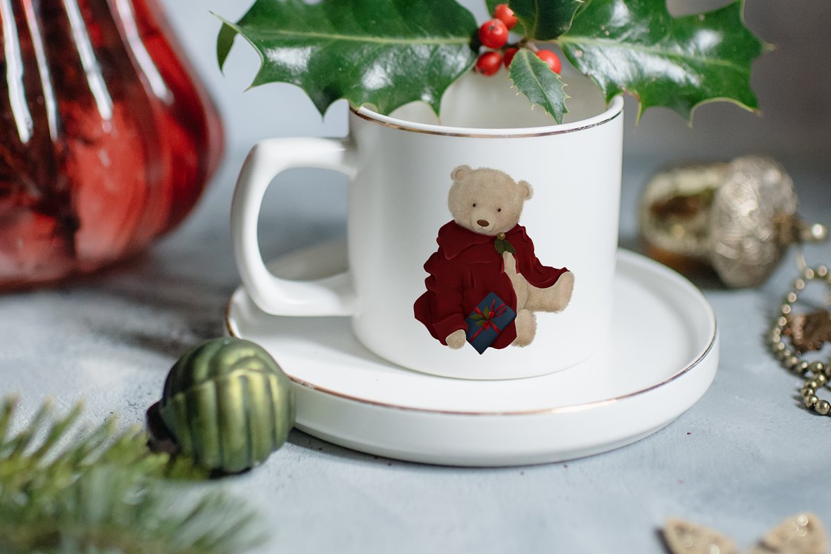Cute cup with Christmas bear.