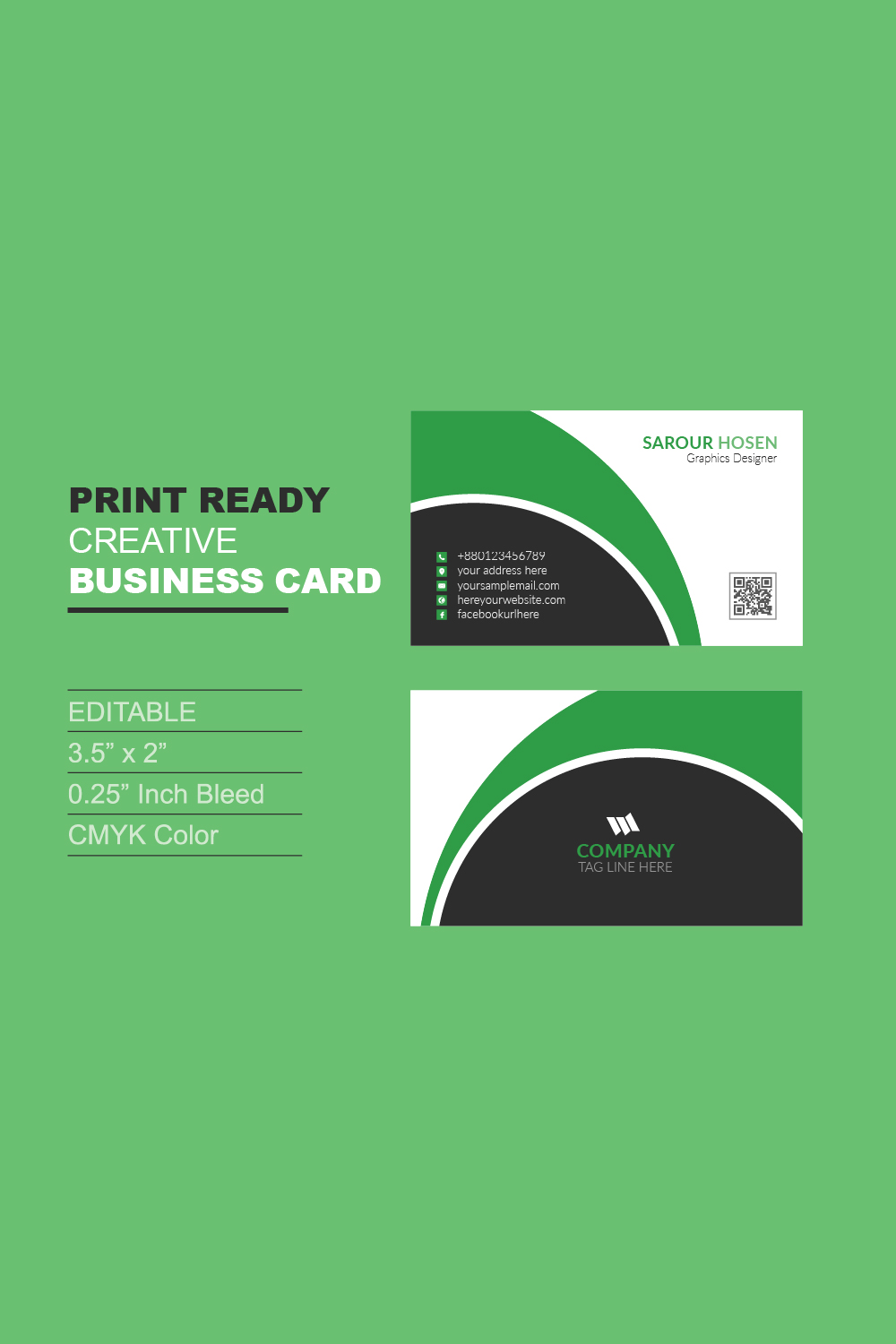 Creative Business Card Design Templates pinterest preview image.