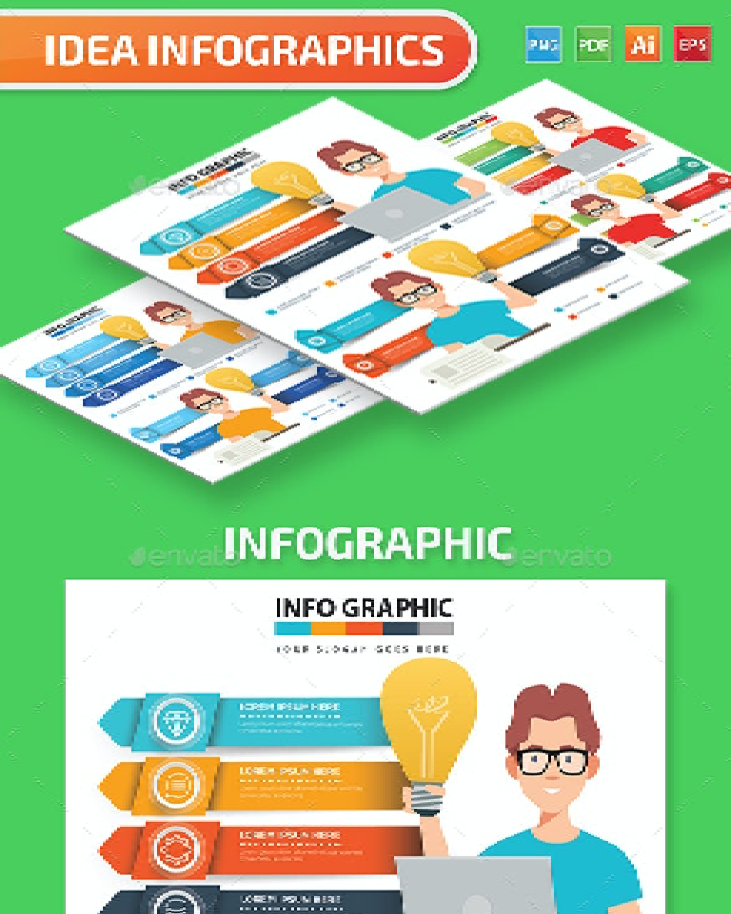 Creative man infographics design pinterest image.