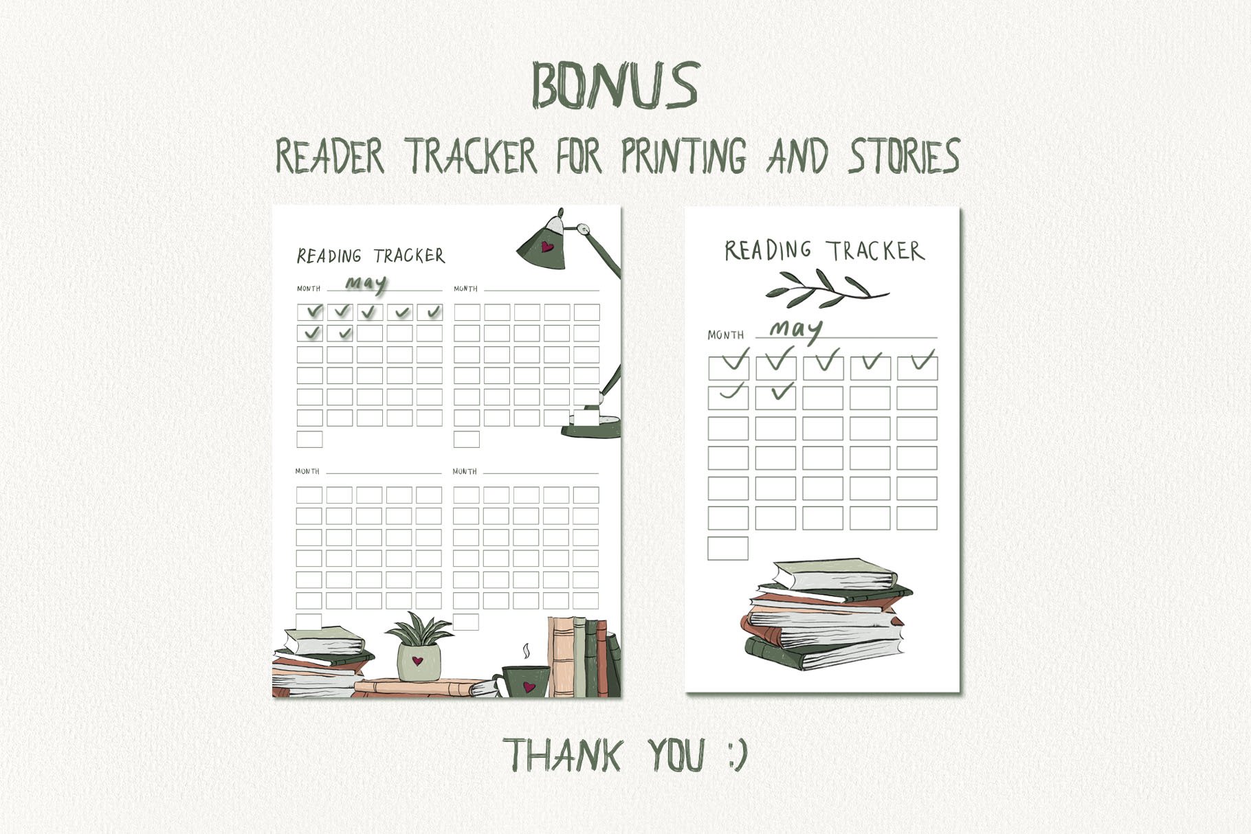 You will get reader tracker for printing and stories as a bonus.