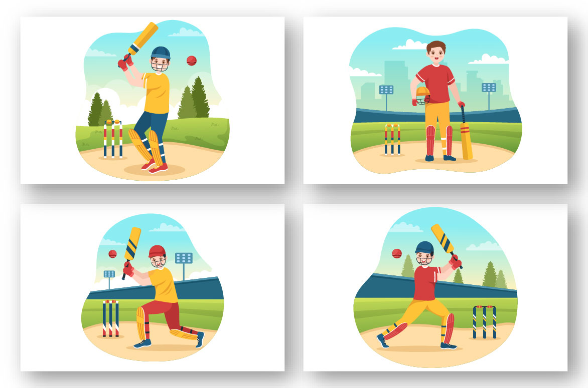 Cricket Sport Illustration preview image.